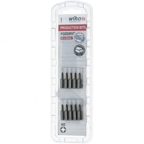 Wiha - 1/4" Drive, Pozidriv Screwdriver Bit - 1" OAL - Exact Tooling