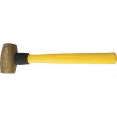 American Hammer - 3-1/2 Lb Brass Nonsparking Hammer - 16" OAL, 3-1/2" Head Length, 2" Face Diam, 14" Fiberglass with Grip Handle - Exact Tooling