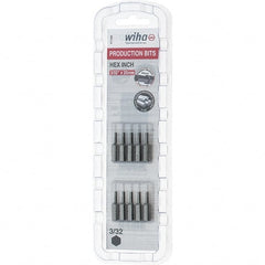 Wiha - 0.093" Hex Screwdriver Bit - 1/4" Drive, 1" OAL - Exact Tooling