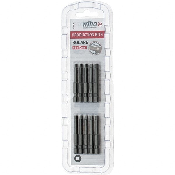 Wiha - #3" Square Size Power Bit - 1/4" Drive, 2" OAL - Exact Tooling