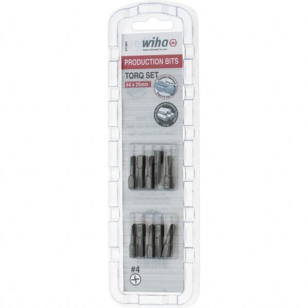 Wiha - 1/4" Drive, #4 Torq-Set Screwdriver Bit - 1" OAL - Exact Tooling
