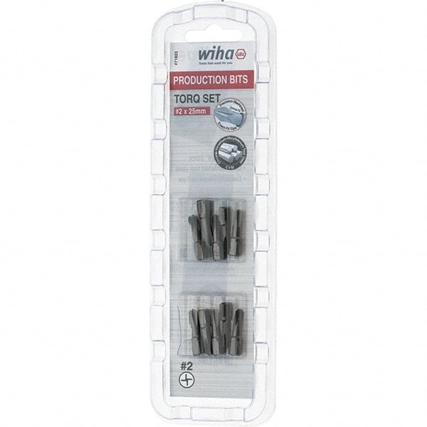 Wiha - 1/4" Drive, #2 Torq-Set Screwdriver Bit - 1" OAL - Exact Tooling