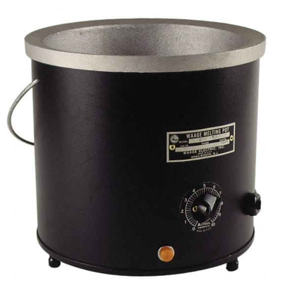 WAAGE - 2 Gal, 6" Deep, 200 to 550°F, Dip Coat Pot - 10-1/2" ID, 230 Volts, 2000 Watts - Exact Tooling