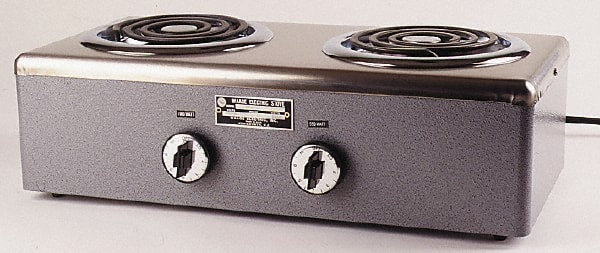 WAAGE - 20" Long x 10 Wide x 7" High, 230 Volt Hot Plate - 2 Burner, 1600 Watt, 7 Amps - Exact Tooling