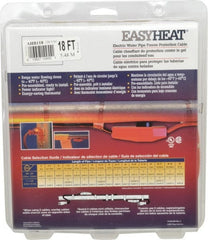 EasyHeat - 18' Long, Preassembled, Fixed Length, Fixed Wattage, Protection Heat Cable - 120 Input Volts, 126 Watts - Exact Tooling