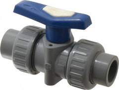 Simtech - 1/2" Pipe, Full Port, CPVC True Union Design Ball Valve - Inline - Two Way Flow, FNPT x FNPT (with Socket Adapter) Ends, Tee Handle, 232 WOG - Exact Tooling