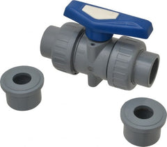 Simtech - 1" Pipe, Full Port, CPVC True Union Design Ball Valve - Inline - Two Way Flow, FNPT x FNPT (with Socket Adapter) Ends, Tee Handle, 232 WOG - Exact Tooling