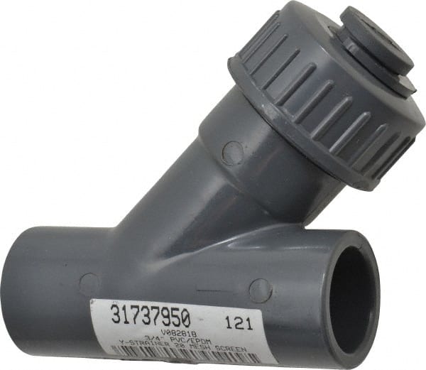 Simtech - 3/4" Pipe, Socket Ends, PVC Y-Strainer - 150 psi Pressure Rating - Exact Tooling