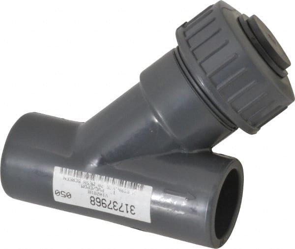 Simtech - 1" Pipe, Socket Ends, PVC Y-Strainer - 150 psi Pressure Rating - Exact Tooling
