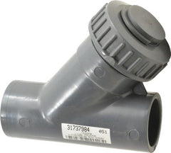 Simtech - 1-1/2" Pipe, Socket Ends, PVC Y-Strainer - 90 psi Pressure Rating - Exact Tooling