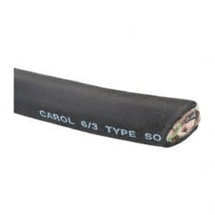 Made in USA - 250', 6/3 Gauge/Conductors, Black, Green & White Indoor & Outdoor Replacement Cord - 0 Receptacles, 55 Amps, 600 Volts, UL SOOW - Exact Tooling