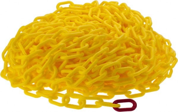 PRO-SAFE - 100' Long x 2" Wide Plastic Heavy-Duty Chain - Yellow - Exact Tooling