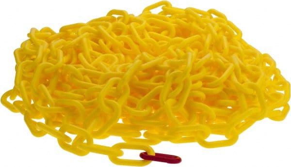 PRO-SAFE - 50' Long x 2" Wide Plastic Heavy-Duty Chain - Yellow - Exact Tooling