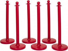PRO-SAFE - 40" High, 2-1/2" Pole Diam, Warning Post - 14" Base Diam, Round Plastic Base, Red Plastic Post, For Outdoor Use - Exact Tooling