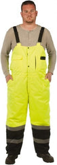 Utility Pro Wear - Size 3XL, Black/Yellow, Snap, Cold Weather Bib Overall - Polyester, Teflon, 5 Pockets, Teflon Fabric Protector, Adjustable Straps, Zipper/Snap Bottom - Exact Tooling