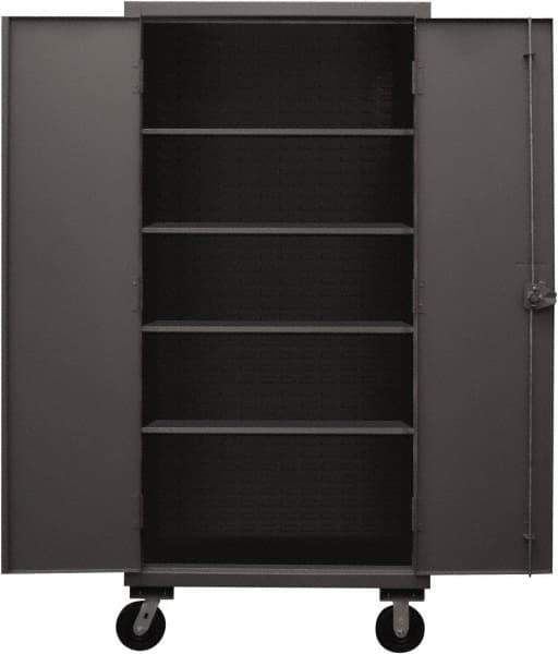 Durham - 4 Shelf Mobile Storage Cabinet - Steel, 36" Wide x 24" Deep x 80" High, Gray - Exact Tooling