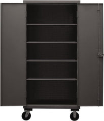 Durham - 4 Shelf Mobile Storage Cabinet - Steel, 36" Wide x 24" Deep x 80" High, Gray - Exact Tooling