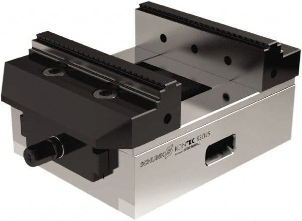 Schunk - 125mm Jaw Width, 160mm Max Jaw Opening, 33mm Throat Depth, Manual Precision Self Centering Vise - Exact Tooling