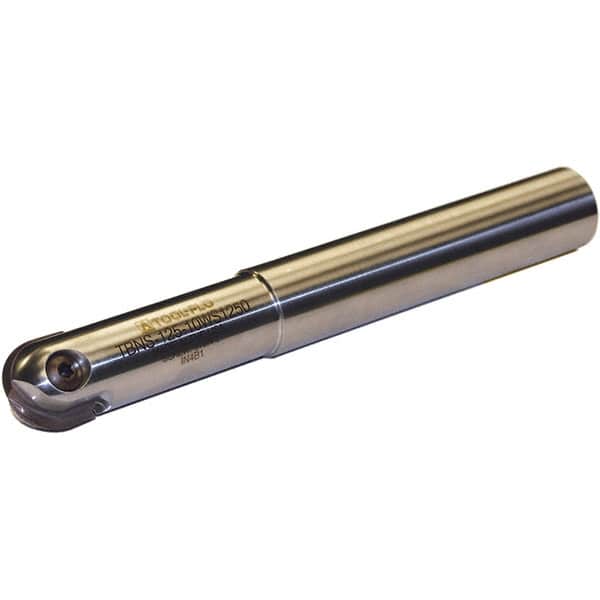 Tool-Flo - 1/2" Cut Diam, 1/2" Shank Diam, 3.562" OAL, Indexable Ball Nose End Mill - 1-1/4" Head Length, Straight Shank, TBN Toolholder, TBNR 500, TBRR 500 Insert - Exact Tooling