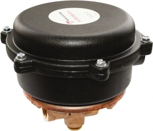 McDonnell & Miller - 100 psi, Brass Housing, Adjustable Paddle Flow Switch - 0.41 Flow Set Point, 1,863 Flow Point cc/min, 0.41 1.81 GPM, 120/240 Voltage, 1/2 Inch Thread Size - Exact Tooling
