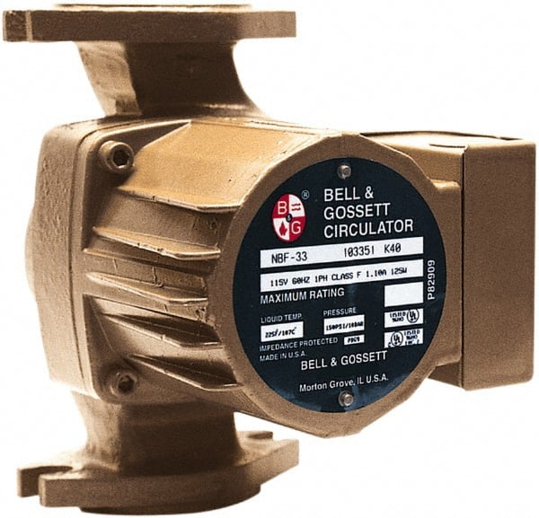 Bell & Gossett - 0.068 hp, 1 Phase, Bronze Housing, Noryl Impeller, Inline Circulator Pump - 115/230V Volt, 60 Hz Hz, 125 Max psi, 120V Motor - Exact Tooling