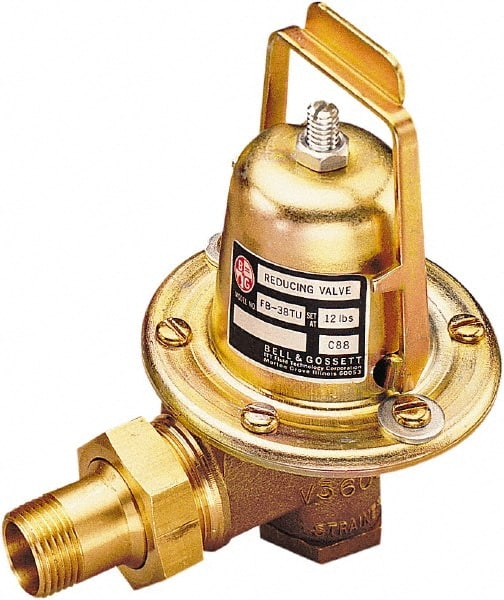 Bell & Gossett - 1/2" Inlet, 1/2" Outlet, Female Union x FNPT, Pressure Reducing Valve - 125 Max psi, Lead Free Brass - Exact Tooling