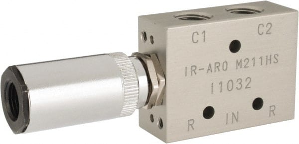 ARO/Ingersoll-Rand - 1/8" Inlet x 1/8" Outlet, Pilot Actuator, Spring Return, 2 Position, Body Ported Solenoid Air Valve - 0.25 CV, 4 Way, 140 psi, 122° Max Temp, 15° Min Temp - Exact Tooling