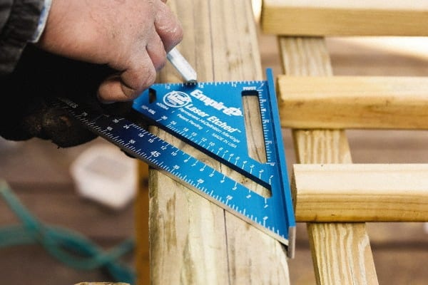 Empire Level - 7" Blade Length x 7" Base Length, Aluminum Rafter Square - 1/8" Graduation - Exact Tooling