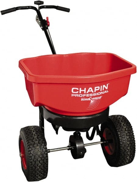 Chapin - 80 Lb Powder Coated Steel Walk Behind Broadcast Landscape Spreader - 12" Pneumatic Wheels - Exact Tooling