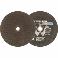 WALTER Surface Technologies - 9" 46 Grit Aluminum Oxide Cutoff Wheel - 3/32" Thick, 7/8" Arbor, 6,600 Max RPM, Use with Angle Grinders - Exact Tooling