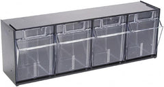 Deflect-o - 4 Compartment, 23-5/8 Inch Wide x 6-5/8 Inch Deep x 8-1/8 Inch High, Covered Modular - Plastic, Black and Clear - Exact Tooling