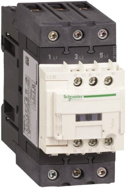 Schneider Electric - 3 Pole, 200 Coil VAC at 50/60 Hz, 50 Amp at 440 VAC, Nonreversible IEC Contactor - Bureau Veritas, CCC, CSA, CSA C22.2 No. 14, DNV, EN/IEC 60947-4-1, EN/IEC 60947-5-1, GL, GOST, LROS, RINA, RoHS Compliant, UL 508, UL Listed - Exact Tooling