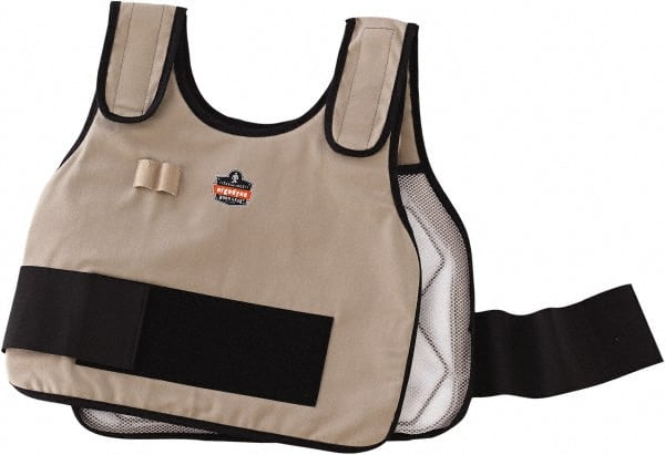 Ergodyne - Size S/M, Khaki Cooling Vest - 32 to 40" Chest, Hook & Loop Front, PVC, Cotton - Exact Tooling