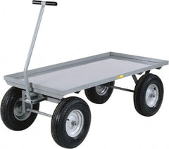 Little Giant - 3,000 Lb Capacity Steel Wagon Truck - Steel Deck, 36" OAW, 72" Platform Length x 18-1/2" Platform Height, Pneumatic Casters - Exact Tooling
