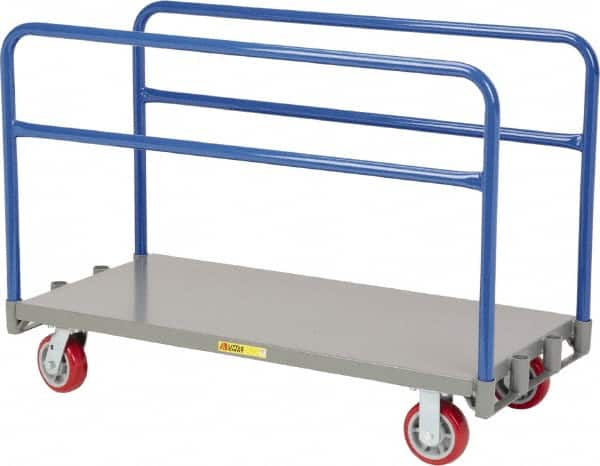 Little Giant - 3,600 Lb Capacity Steel Adjustable Sheet & Panel Truck - Steel Deck, 36" OAW, 72" Platform Length, Polyurethane Casters - Exact Tooling