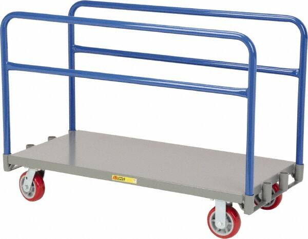 Little Giant - 3,600 Lb Capacity Steel Adjustable Sheet & Panel Truck - Steel Deck, 36" OAW, 60" Platform Length, Polyurethane Casters - Exact Tooling