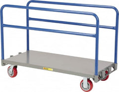 Little Giant - 3,600 Lb Capacity Steel Adjustable Sheet & Panel Truck - Steel Deck, 30" OAW, 60" Platform Length, Polyurethane Casters - Exact Tooling