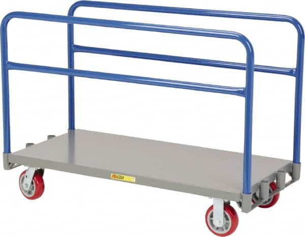 Little Giant - 3,600 Lb Capacity Steel Adjustable Sheet & Panel Truck - Steel Deck, 24" OAW, 60" Platform Length, Polyurethane Casters - Exact Tooling