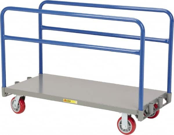 Little Giant - 3,600 Lb Capacity Steel Adjustable Sheet & Panel Truck - Steel Deck, 24" OAW, 48" Platform Length, Polyurethane Casters - Exact Tooling
