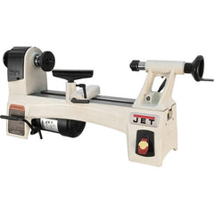 Jet - 24 Position, 10" Swing, 15-1/2" Distance Between Center, Cast Iron Woodworking Lathe - 2MT Head/Tailstock, 3/8" Spindle Hole, 3" Face Plate, 500 to 3,975 RPM - Exact Tooling