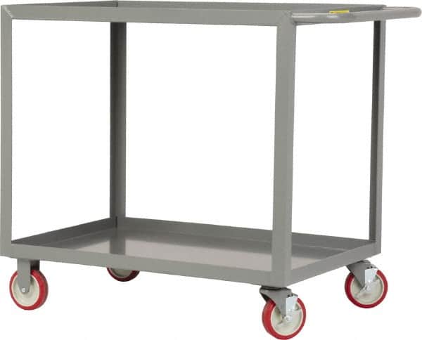 Little Giant - 1,200 Lb Capacity, 30" Wide x 48" Long x 35" High Service Cart - 2 Shelf, Steel, 2 Rigid/2 Swivel Casters - Exact Tooling