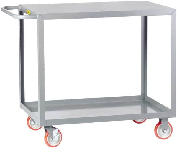 Little Giant - 1,200 Lb Capacity, 30" Wide x 48" Long x 35" High Service Cart - 2 Shelf, Steel, 2 Rigid/2 Swivel Casters - Exact Tooling