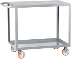 Little Giant - 1,200 Lb Capacity, 30" Wide x 48" Long x 35" High Service Cart - 2 Shelf, Steel, 2 Rigid/2 Swivel Casters - Exact Tooling