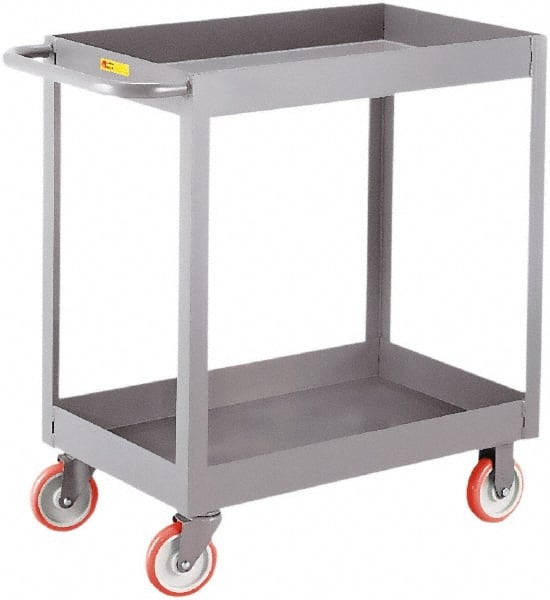 Little Giant - 1,200 Lb Capacity, 18" Wide x 30" Long x 35" High Deep Shelf Cart - 2 Shelf, Steel, 2 Rigid/2 Swivel Casters - Exact Tooling