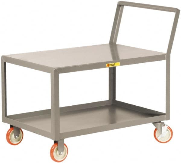 Little Giant - 1,200 Lb Capacity, 24" Wide x 51" Long x 37-1/2" High Heavy Duty Service Cart - 2 Shelf, Steel, 2 Rigid/2 Swivel Casters - Exact Tooling