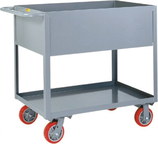 Little Giant - 1,200 Lb Capacity, 24" Wide x 36" Long x 35" High Deep Shelf Cart - 2 Shelf, Steel, 2 Rigid/2 Swivel Casters - Exact Tooling