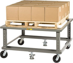 Little Giant - 3,600 Lb Capacity Steel Adjustable Height Pallet Stand - 48" Long x 40" Wide x 24" High, 6" Wheels - Exact Tooling