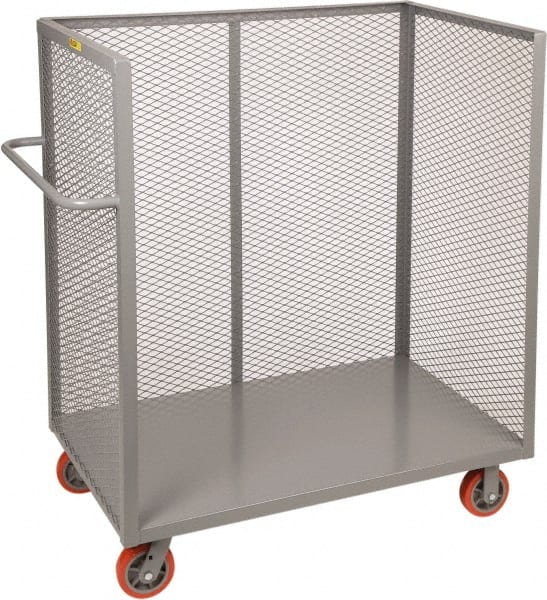 Little Giant - 3,600 Lb Capacity, 1 Shelf, 3-Sided Steel Bulk Truck - 60" Long x 30" Wide x 57" High, 6" Diam Polyurethane Wheels - Exact Tooling
