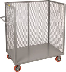 Little Giant - 3,600 Lb Capacity, 1 Shelf, 3-Sided Steel Bulk Truck - 48" Long x 30" Wide x 57" High, 6" Diam Polyurethane Wheels - Exact Tooling