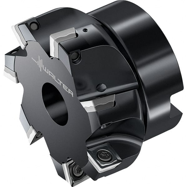 Walter - 7 Inserts, 100mm Cut Diam, 32mm Arbor Diam, Indexable Square-Shoulder Face Mill - 0° Lead Angle, 50mm High, Through Coolant, Series M4132-B1 - Exact Tooling